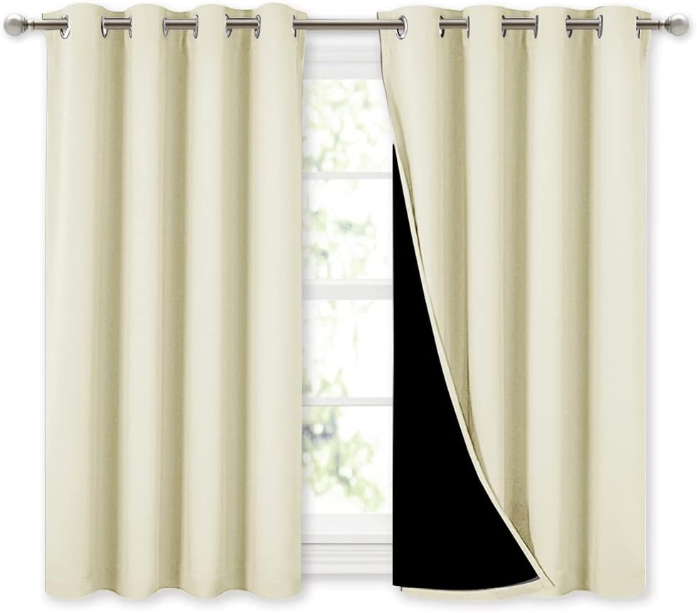 Nicetown Room Warming Curtains, Bedroom Full Blackout Panels, Super Thick Insulated Window Covers, Complete Blackout Draperies with Black L…