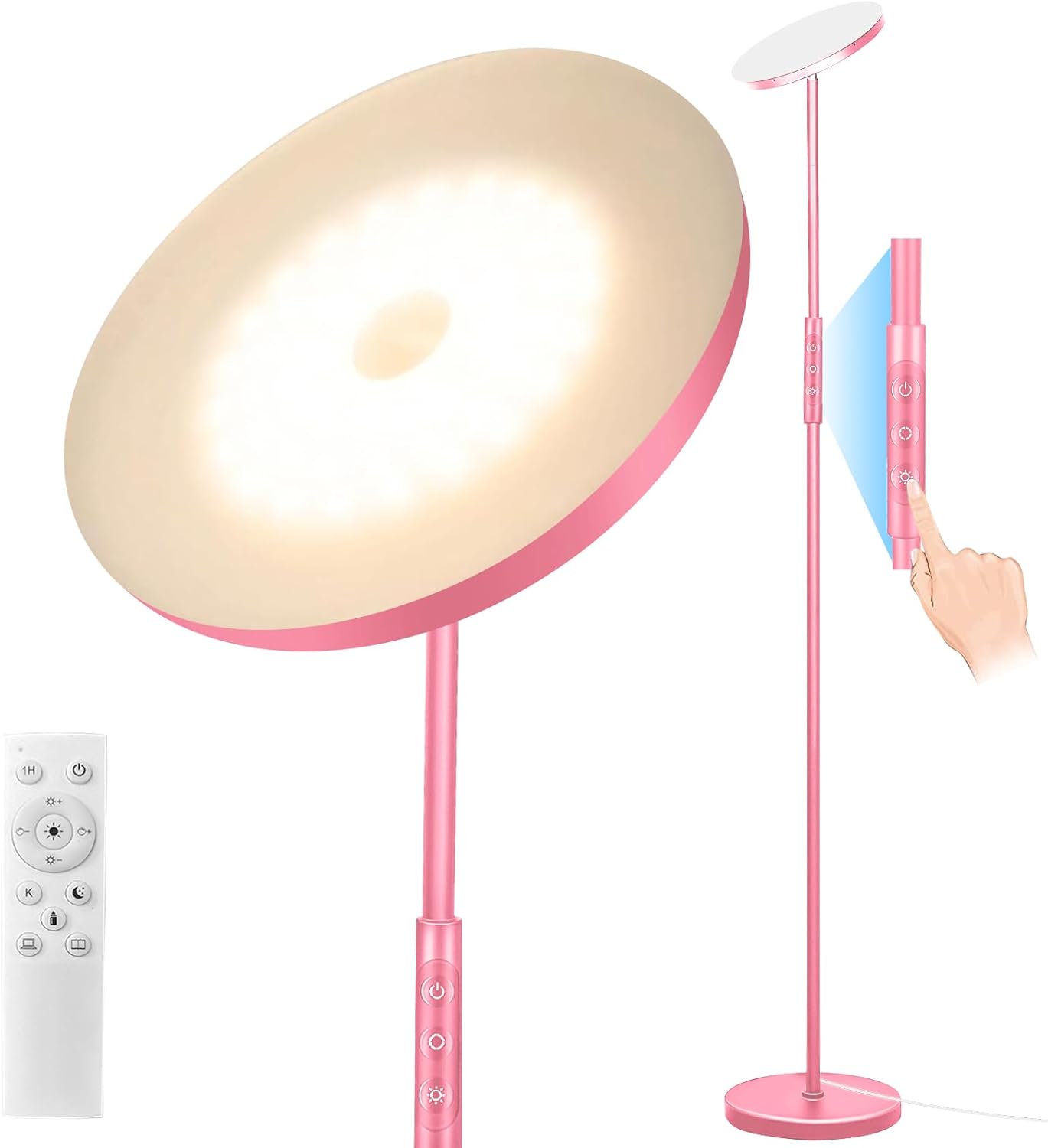 Mukuxin Floor Lamp, Upgraded 40W 4000LM Super Bright Torchiere LED Floor Lamps for Living Room, Stepless Dimmable Color Temperature 2700K-6…