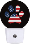 USA Flag Paw Plug in Night Light Auto Light Round Lamps Energy Saving Gift for Women Men Friends