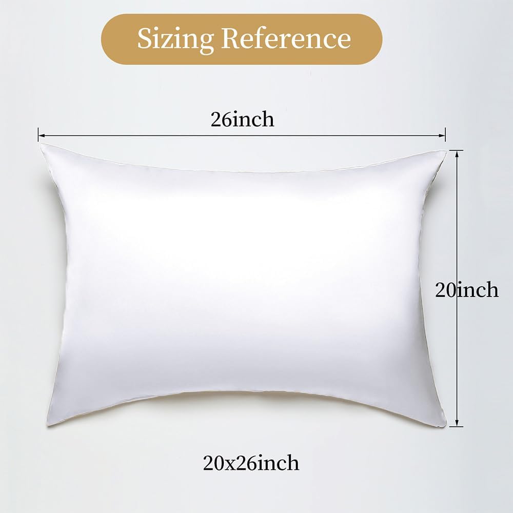 Mulberry Silk Pillowcase for Hair and Skin Standard Size 20"X 26" with Hidden Zipper Soft Breathable Smooth Cooling Pillow Covers for…