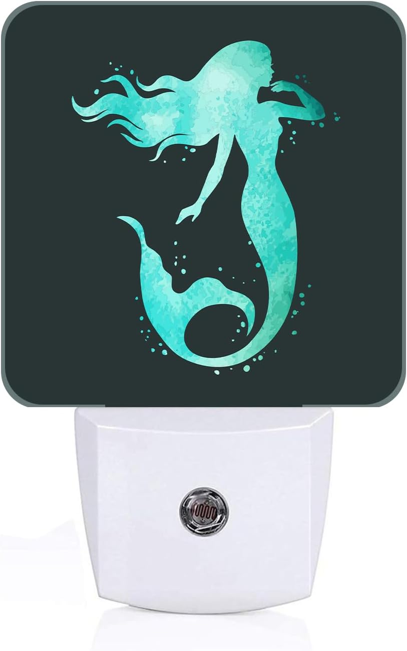 Groovy Mermaid Night Light, Plug-in Nightlights Auto Sensor Night Lamp Dusk-to-Dawn Lamp Home Decor for Nursery Children Girls Boys
