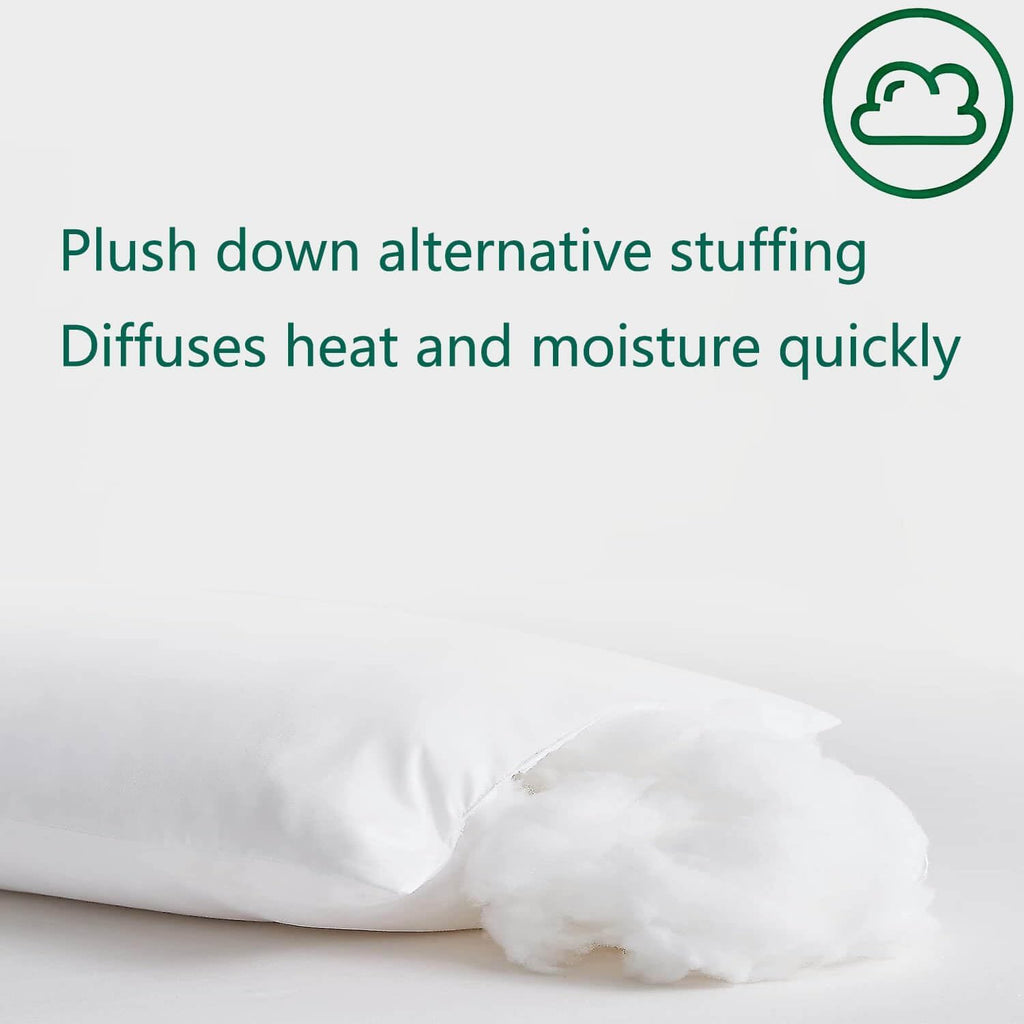Flat Ultra Thin Bed Pillows Standard/Queen Size Pillow Set of 2 Extra Soft Down Alternative for Stomach Back Sleeping White