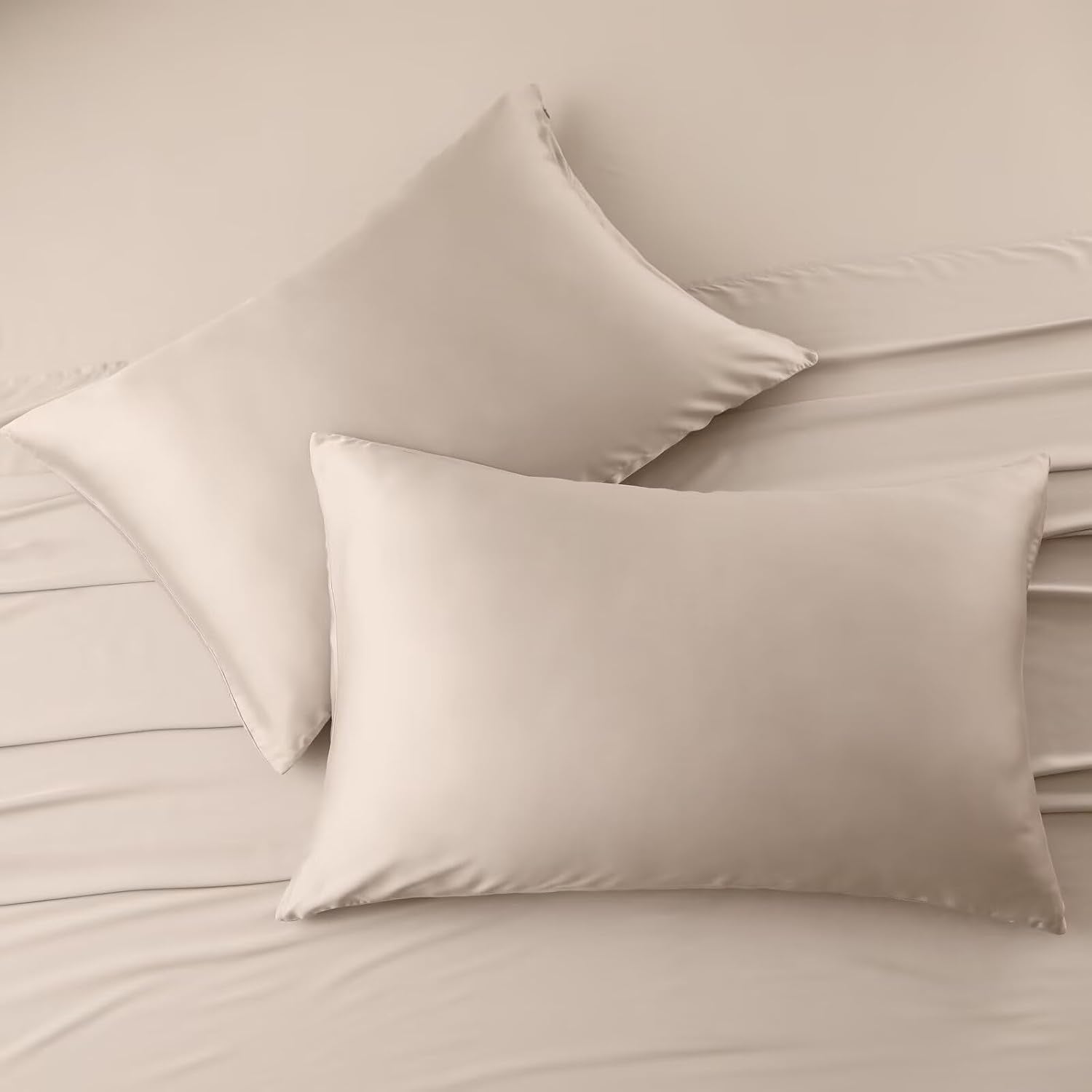 ShunjieHome 4 Pack Cooling Pillow Cases, Viscose Derived from Bamboo Pillow Protectors Queen Size Set of 4, 400 Thread Count Soft Silky Brea…