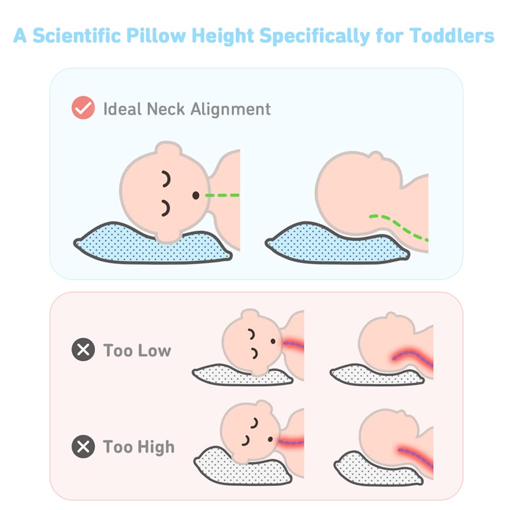 Babebay Toddler Pillow,13 x 18 Toddler Pillows for Sleeping, Machine Washable Kids Pillow, Perfect for Travel, Toddlers Cot(Not Included Pill…