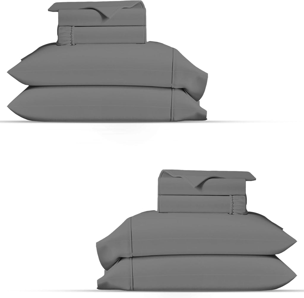 TEXAS LINEN CO. 100% Organic Cotton Percale Sheets King Size Pack or 2 - Soft & Crisp Organic Cotton Sheets King Size (8 PC, Dark Grey)…