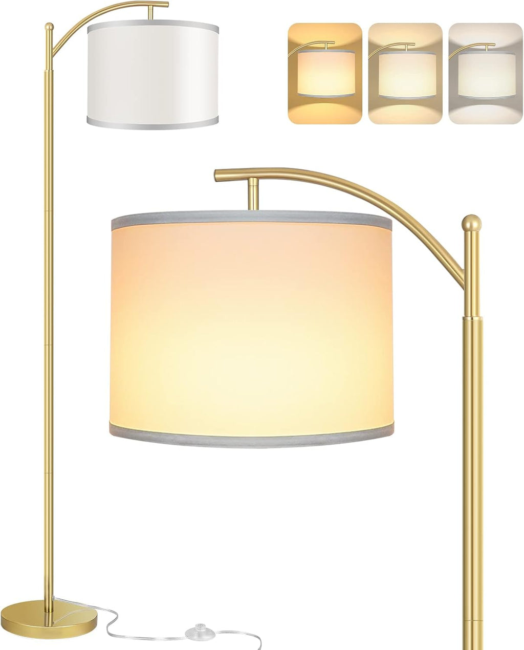 Floor Lamp for Living Room with 3 Color Temperatures LED Bulb, Standing Lamp Tall Industrial Floor Lamp Reading for Bedroom, Office (9W…