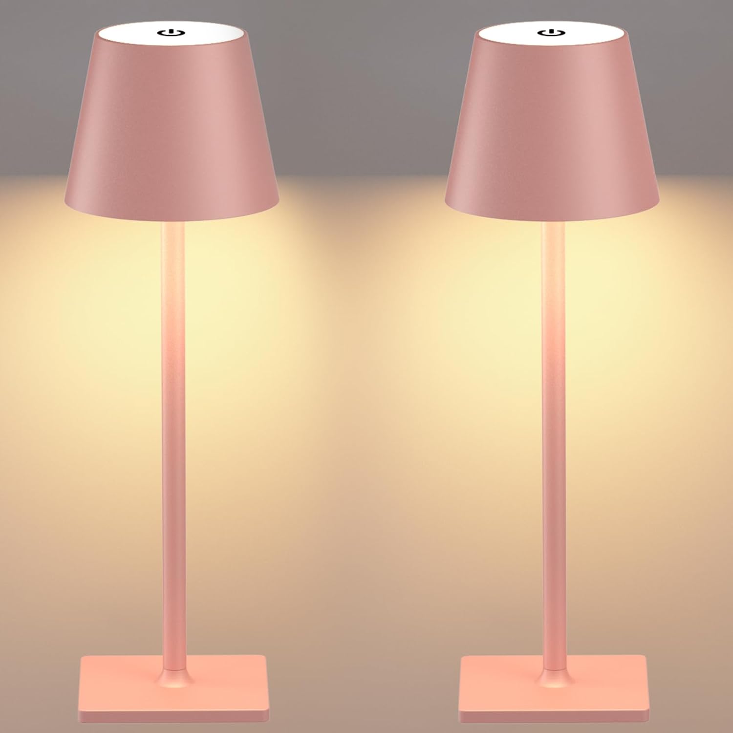 Yogaret Pink Cordless Table Lamp Set of 2 for Patio Restaurant Home Dinner Dining