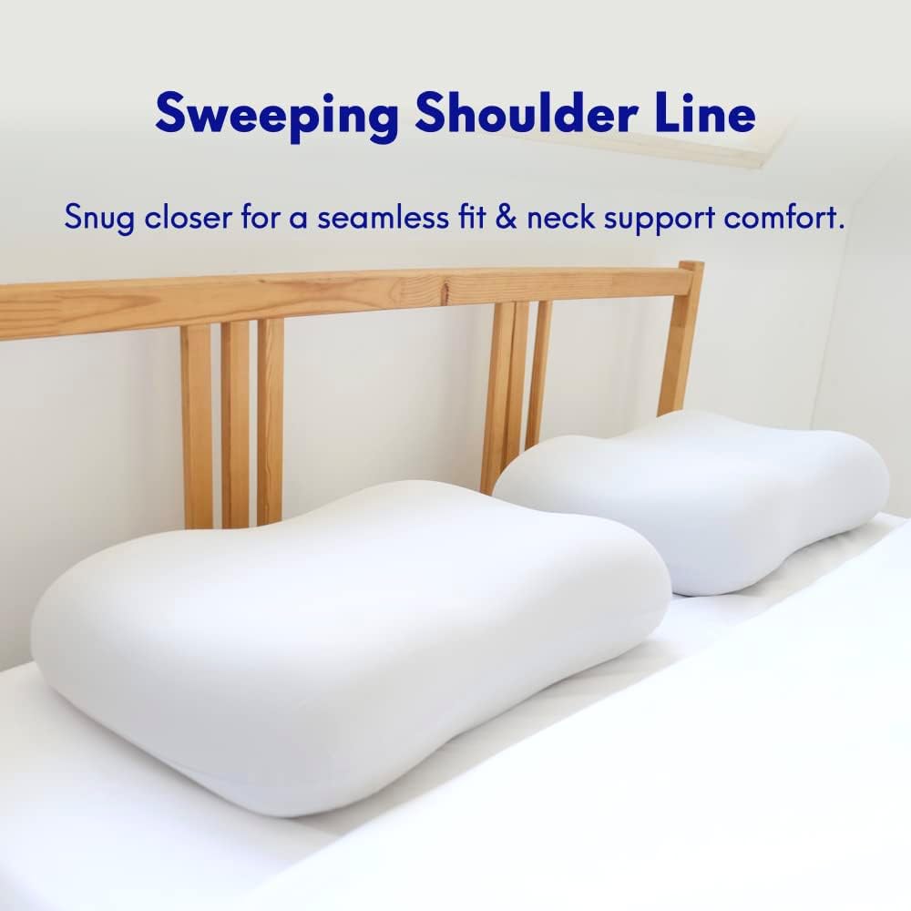 Cushionlab C CUSHION LAB Deep Sleep Pillow, Patented Ergonomic Contour Design for Side & Back Sleepers, Orthopedic Cervical Shape Gently Cr…