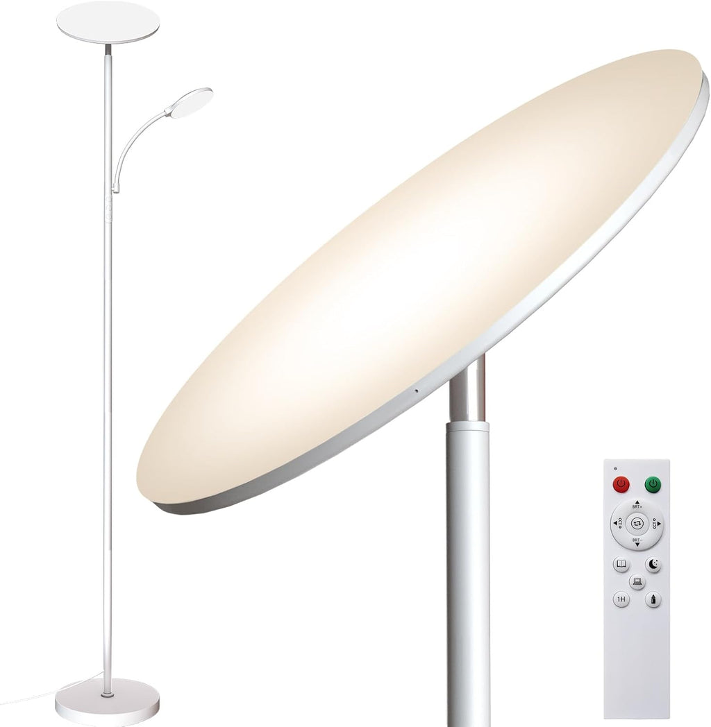 Marctronic White Floor Lamps for Living Room, 44W/4500LM Super Bright 2 in 1 LED Floor Lamp with Remote, Stepless Dimmable, 69" Tall Standi…