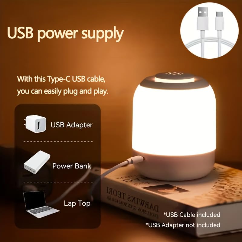 Touch Control Night Light, 3 Brightness Adjustable LED Bedside Lamp, Portable Table Lamp, Best Gift for Men Women Teens Kids Children…