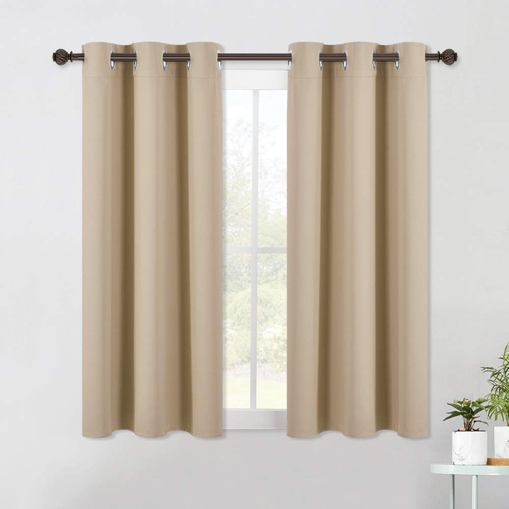 NICETOWN Room Darkening Draperies Window Curtain Panels, Thermal Insulated Grommet Room Darkening Curtains for Bedroom (Biscotti Beige, 2…