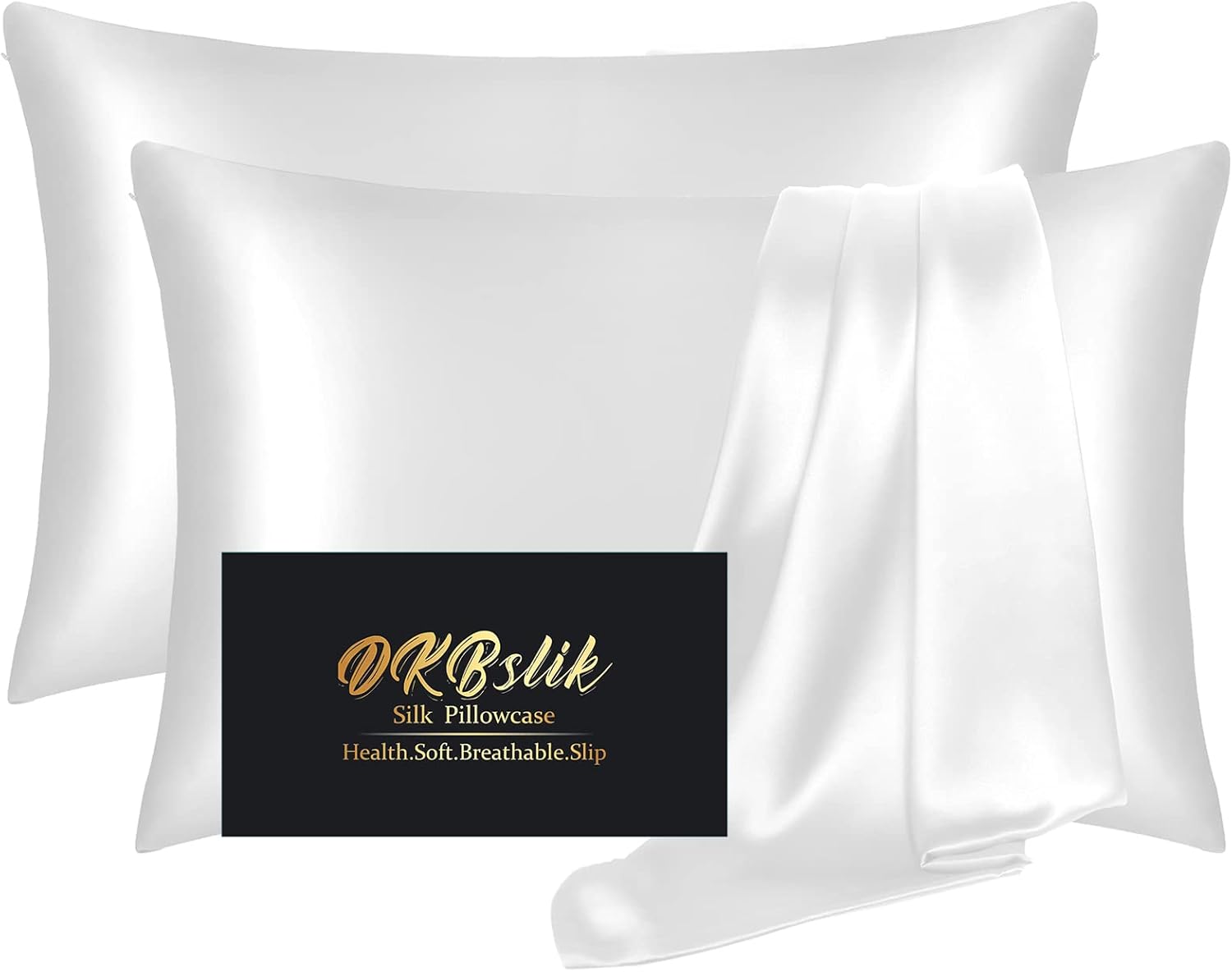 Home Silk Pillowcase 2 Pack, Mulberry Silk Pillow Cases Queen Size Set of 2, Anti Acne Silk Pillowcase for Hair and Skin, Natural Silk Sati…