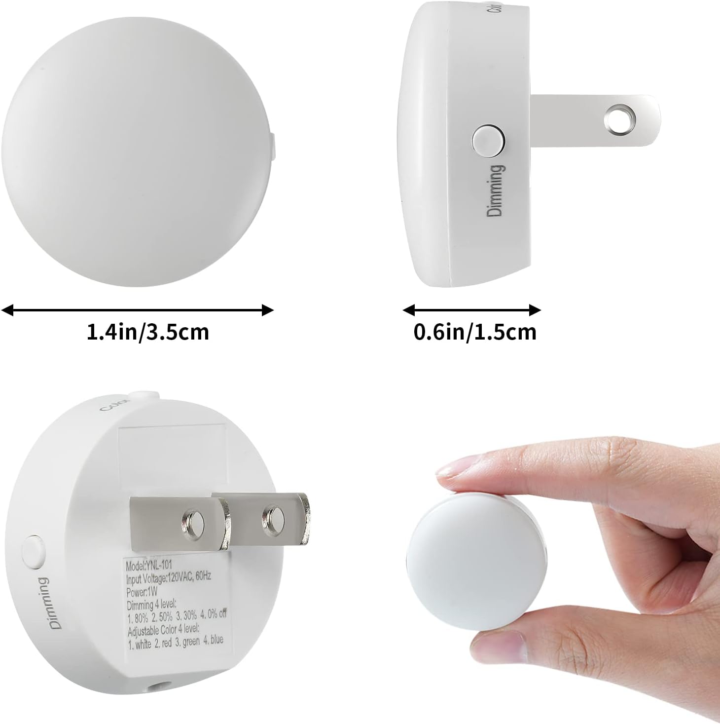 Junlitgroup Mini Plug in Night Light, Dusk to Dawn Sensor, 4-Color, LED Toilet Night Lights, Dimmable Color Changing, for Kids Breastfeedin…