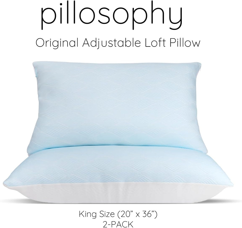 pillosophythetheoryofsleep pillosophy Original Adjustable Loft Pillow • Gel-Infused Shredded Memory Foam Fill • Dual-Sided Washable Cooling…