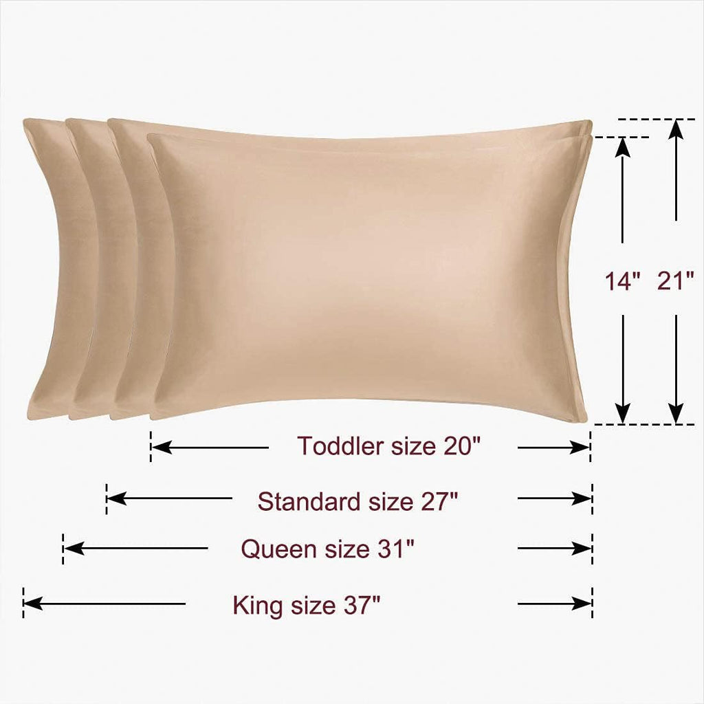 uxcell King Satin Pillowcase with Zipper, Super Soft and Luxury, Silky Pillow Cases Covers Set of 2, 21"x37", Champagne