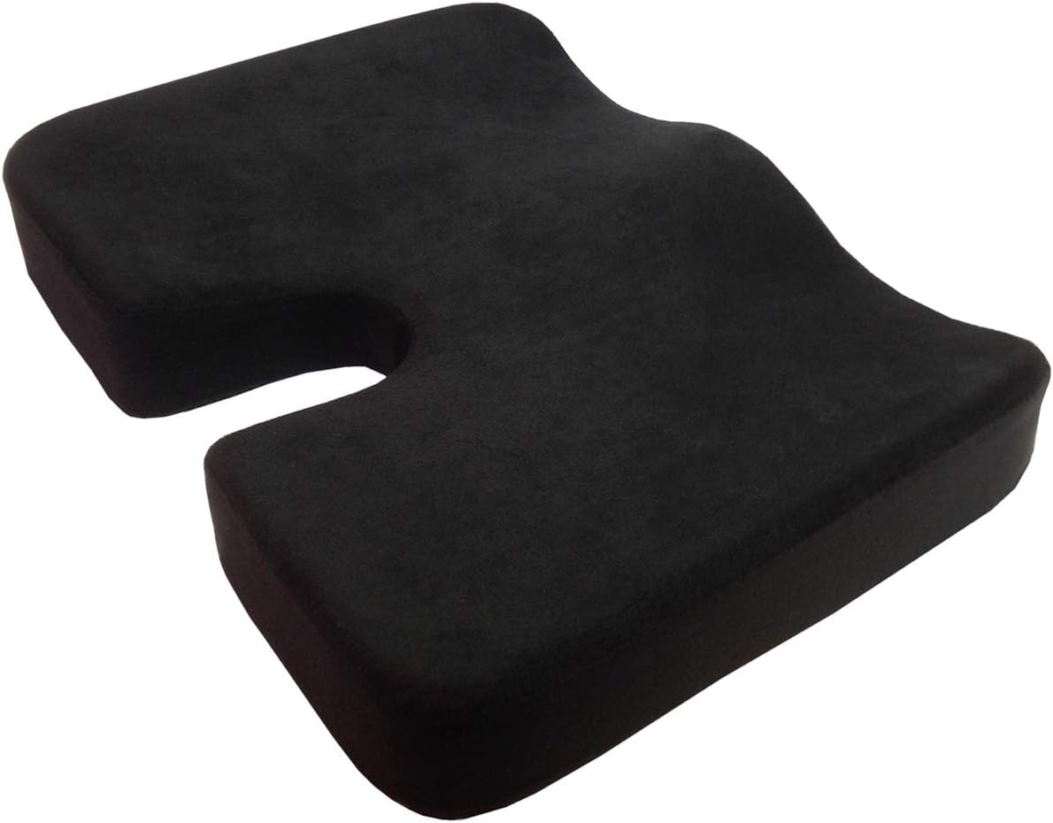 Kieba Coccyx Seat Cushion, Gel Memory Foam Large Orthopedic Tailbone Pillow for Sciatica, Back, and Tailbone Pain (Black) 1 Count Black