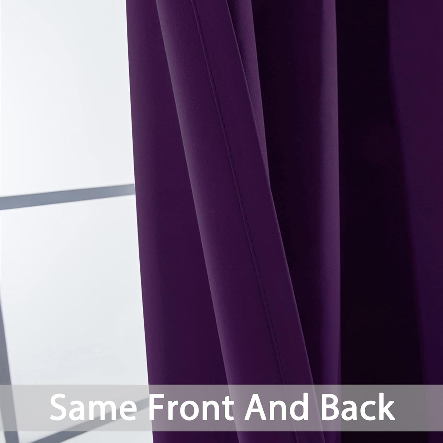 Yakamok Purple Blackout Curtains Room Darkening Thermal Insulated Grommet top Window Curtains for Living Room, 42 x 72 Inch, One Pair