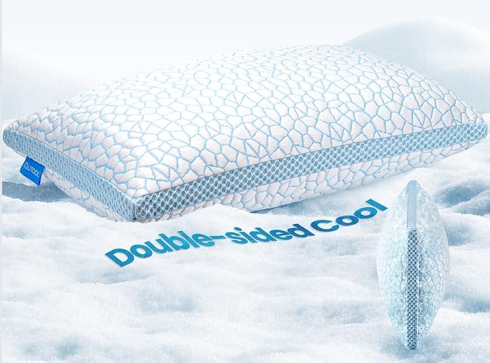 QUTOOL Cooling Pillows for Hot Sleeping, Shredded Memory Foam Pillows Standard Size Set of 1, Adjustable Soft & Firm Gel Bed Pillow for…
