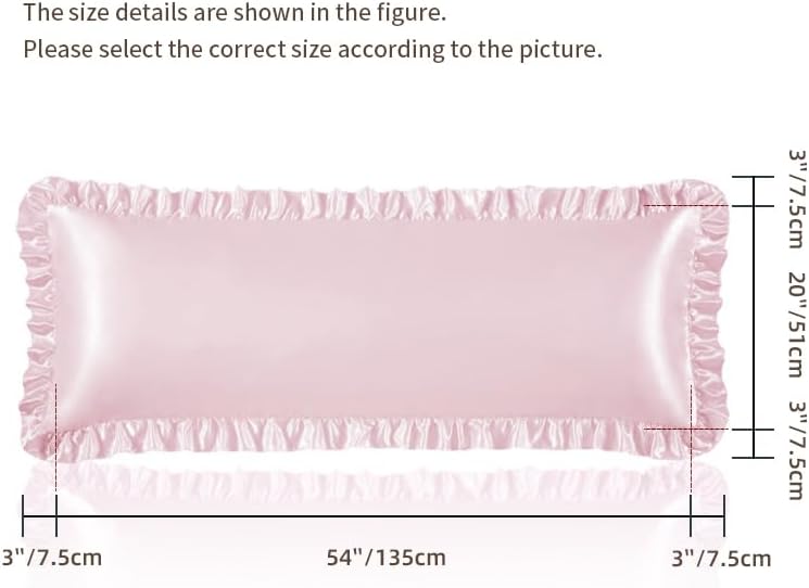 HommxJF Blush Pink Satin Pillowcases Body Pillow for Hair and Skin, Blush Pink Body Pillow Silk Pillowcase with Envelope Closure Princess Ro…