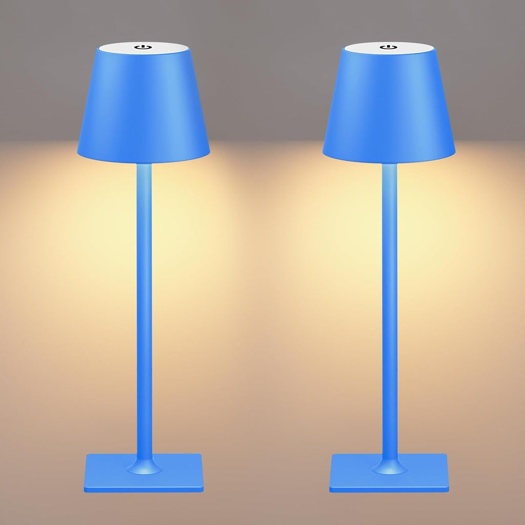 Yogaret Blue Cordless Table Lamp Set of 2, Indoor/Outdoor Table Lamp for Restaurant Home Dinner Patio Pinic
