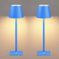 Yogaret Blue Cordless Table Lamp Set of 2, Indoor/Outdoor Table Lamp for Restaurant Home Dinner Patio Pinic