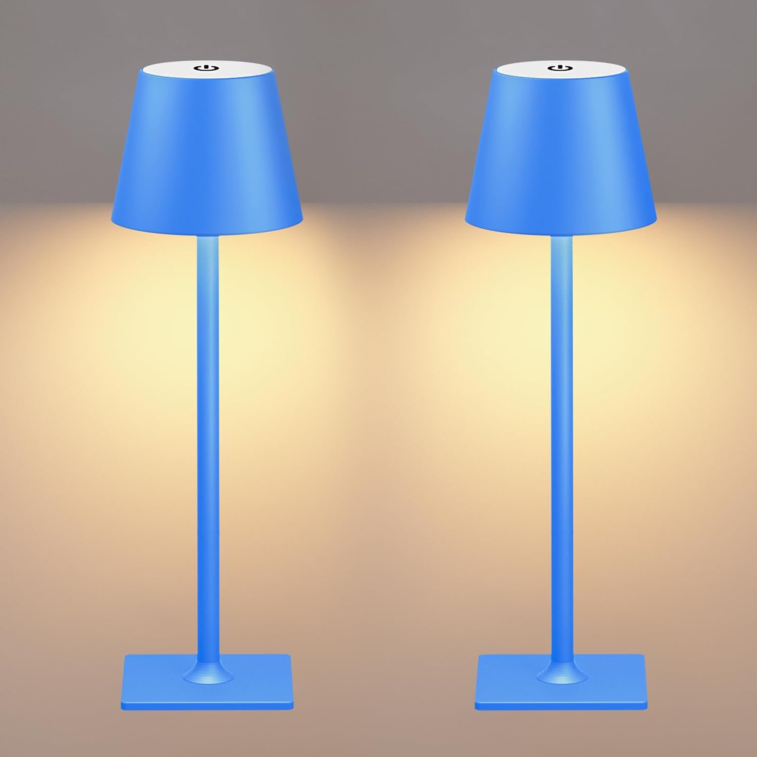 Yogaret Blue Cordless Table Lamp Set of 2, Indoor/Outdoor Table Lamp for Restaurant Home Dinner Patio Pinic