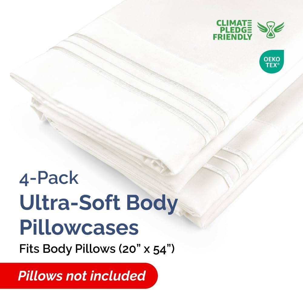 Body Pillowcases Set of 4-20x54 Long Body Pillow Case - Soft Body Pillow Cover for Sleeping & Side Sleepers - Comfy, Breathable & Fade…