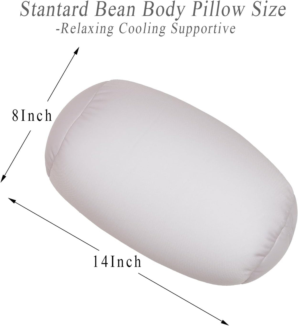 Microbead Neck Body Pillow Tube Microbead Bolster Bean Smooth Cool Pillow Neck Cervical Roll Pillow for Sleeping 7 x 12Inch Throw Travel…