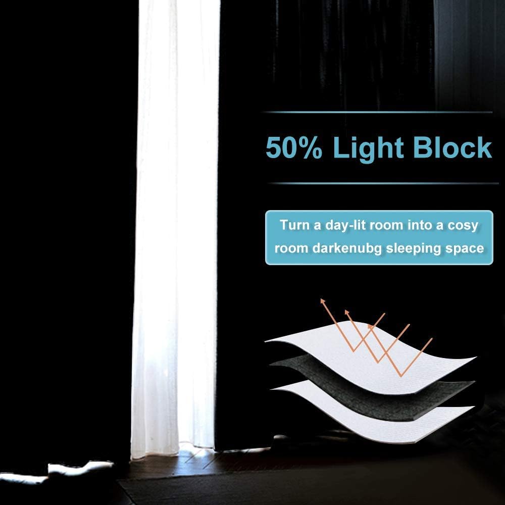 RYB HOME Extra Wide Curtain - Room Divider Curtain Blind for Patio Sliding Glass Door Hallway Office Apartment, 50% Light Block Thermal…