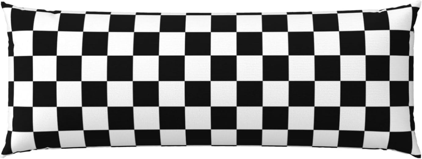 Sovvin Black and White Checkered Body Pillow Cover Checkerboard Print Long Pillow Case with Zipper Decorative Soft Cushion Bedding P…
