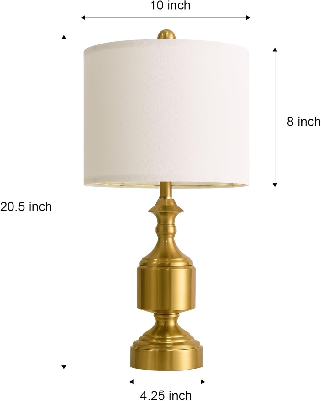 Bobomomo Gold Table Lamps Set of 2-20.5" Modern Metal Bedside Lamps for Nightstand, Mid-Century Night Stand Lamps with Linen Shade, Small L…