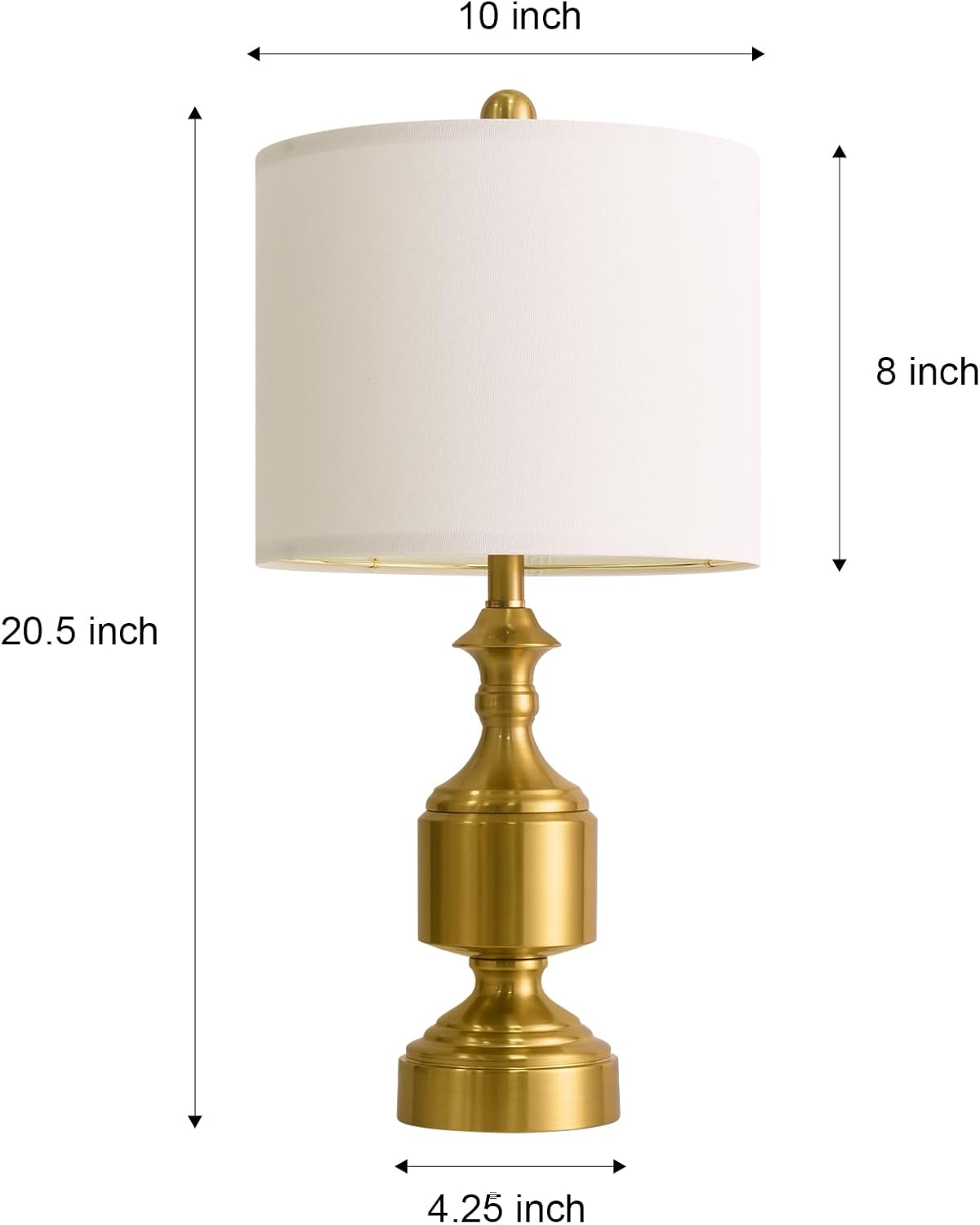 Bobomomo Gold Table Lamps Set of 2-20.5" Modern Metal Bedside Lamps for Nightstand, Mid-Century Night Stand Lamps with Linen Shade, Small L…