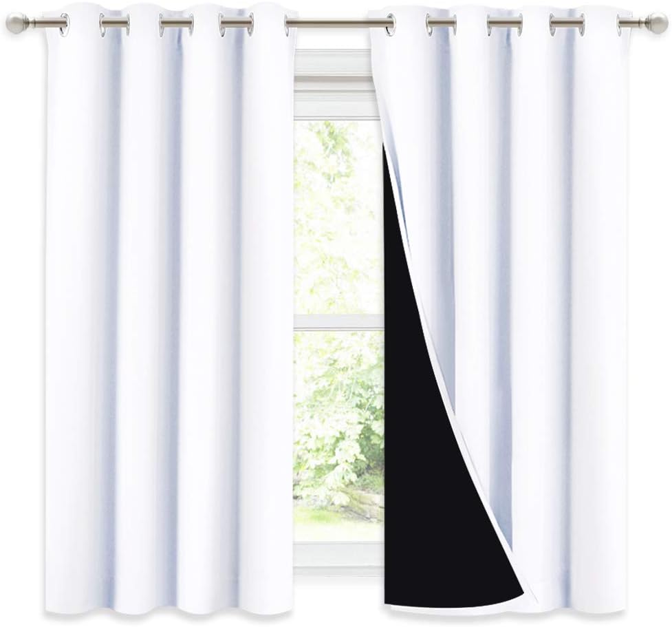 Nicetown 100% Blackout Curtains 54 inches Long, Double-Deck Completely Blackout Window Treatment Thermal Insulated Lined Drapes for Small W…