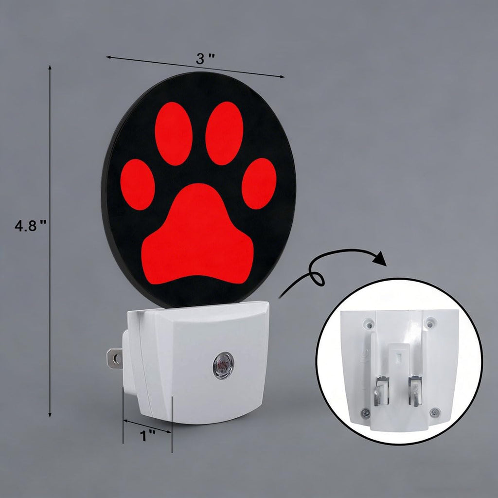 Red Black Dog Paw Night Light Auto Sensor Led Dusk to Dawn Lamp Home Decor for Men Women
