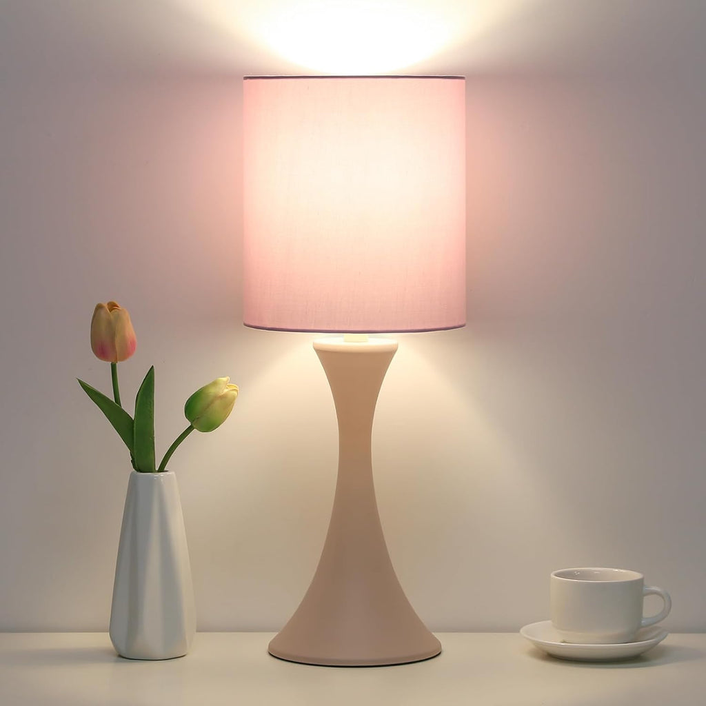 Seaside village Pink Touch Lamp, 3 Way Touch Control Desk Lamp, Bedside Dimmable Lamp Decorative Nightstand Lamp, Small Night Light for…