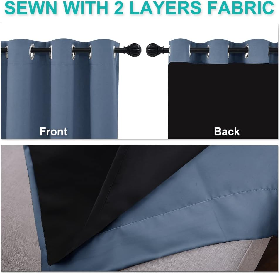 Nicetown Full Shade Curtain Panels 72 inches Long, Pair of Energy Smart & Noise Blocking Out Blackout Drapes for Guest Room Window, Thermal…