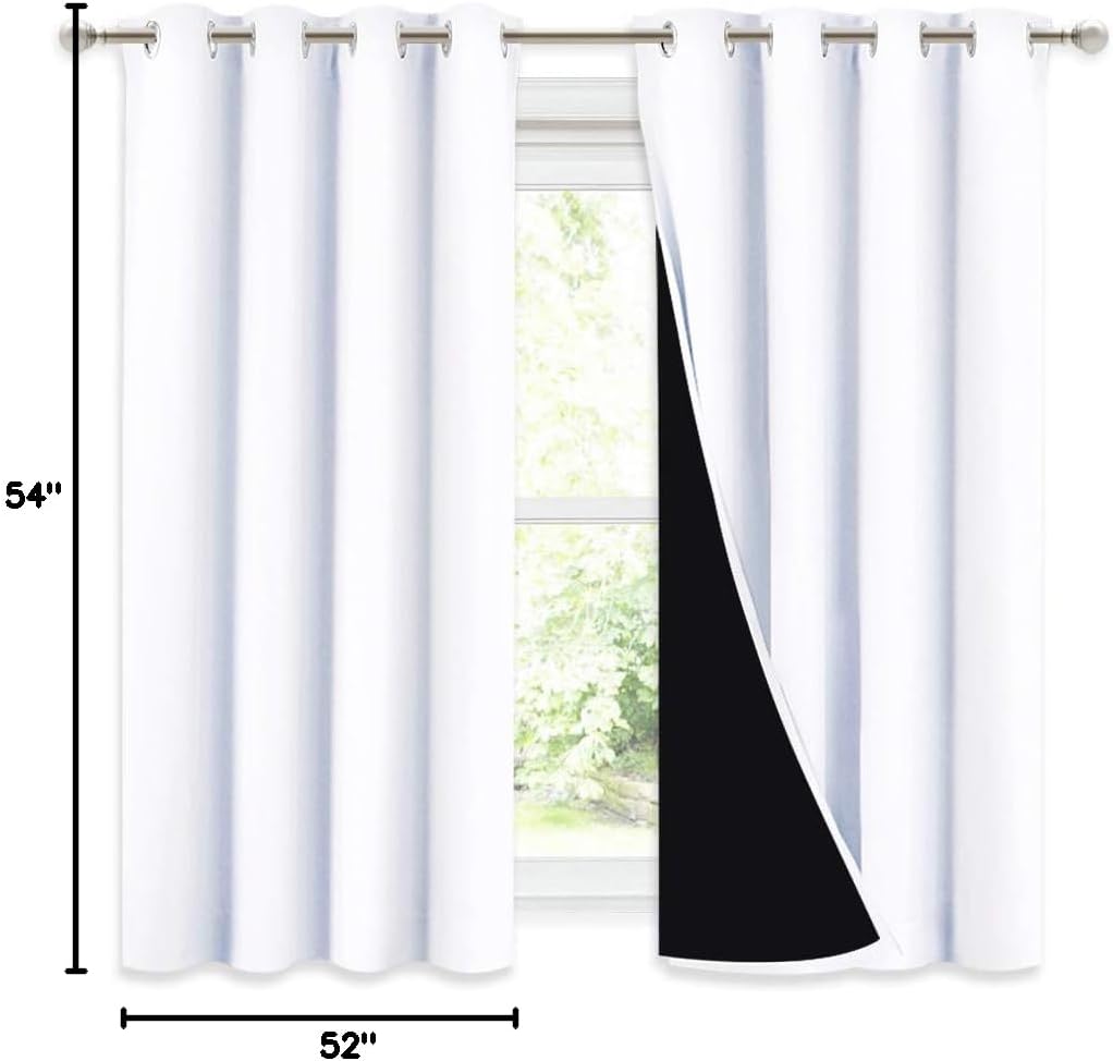 Nicetown 100% Blackout Curtains 54 inches Long, Double-Deck Completely Blackout Window Treatment Thermal Insulated Lined Drapes for Small W…