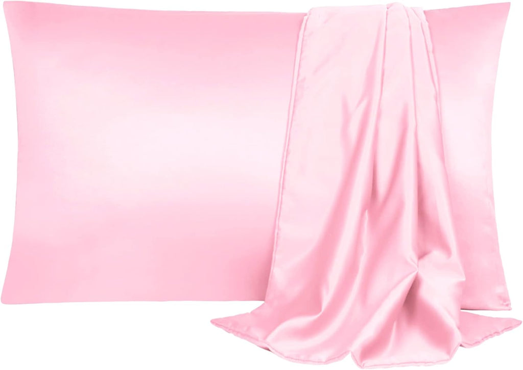 uxcell 2 Pack Silk Satin Pillowcase for Hair and Skin, Cool, Silky, Soft Breathable Pillow Cases Standard Size 20x26 Inch Sateen Pillowcase…