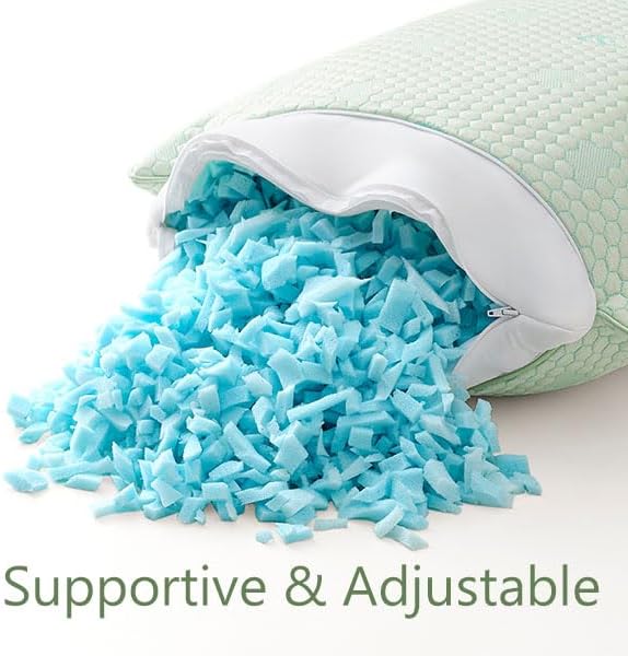 Accuratex Cooling Memory Foam Pillows for Sleeping Standard Size Set of 2, Adjustable Fluffy Pillows with Removable Cover, Cool Bed Pillow…