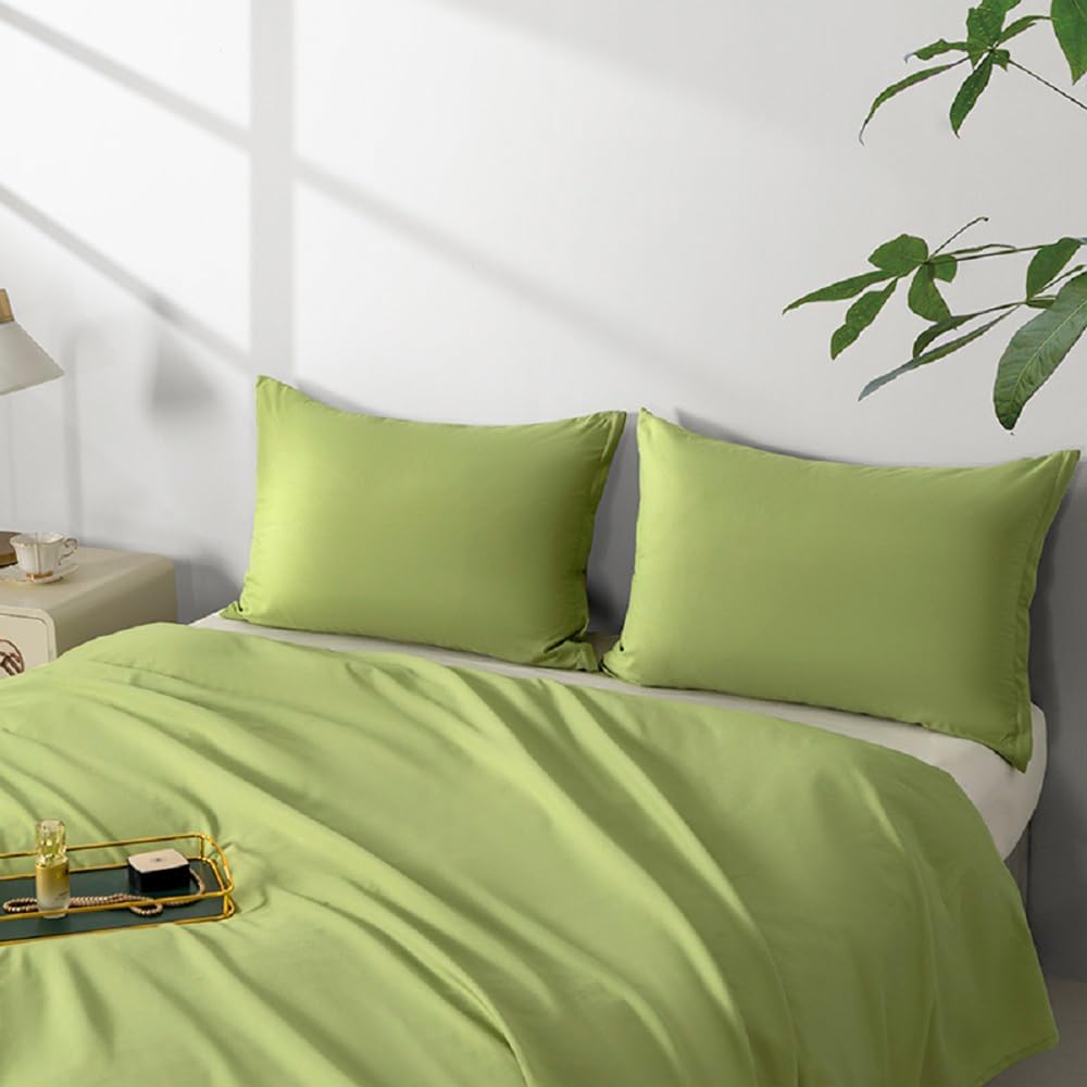 NookZuzu 2 Pack Microfiber Zipper Pillowcases, Soft Comfortable Not Shrink Olive Green Pillow Case, Standard Pillow Cases Set of 2 (20x26 I…