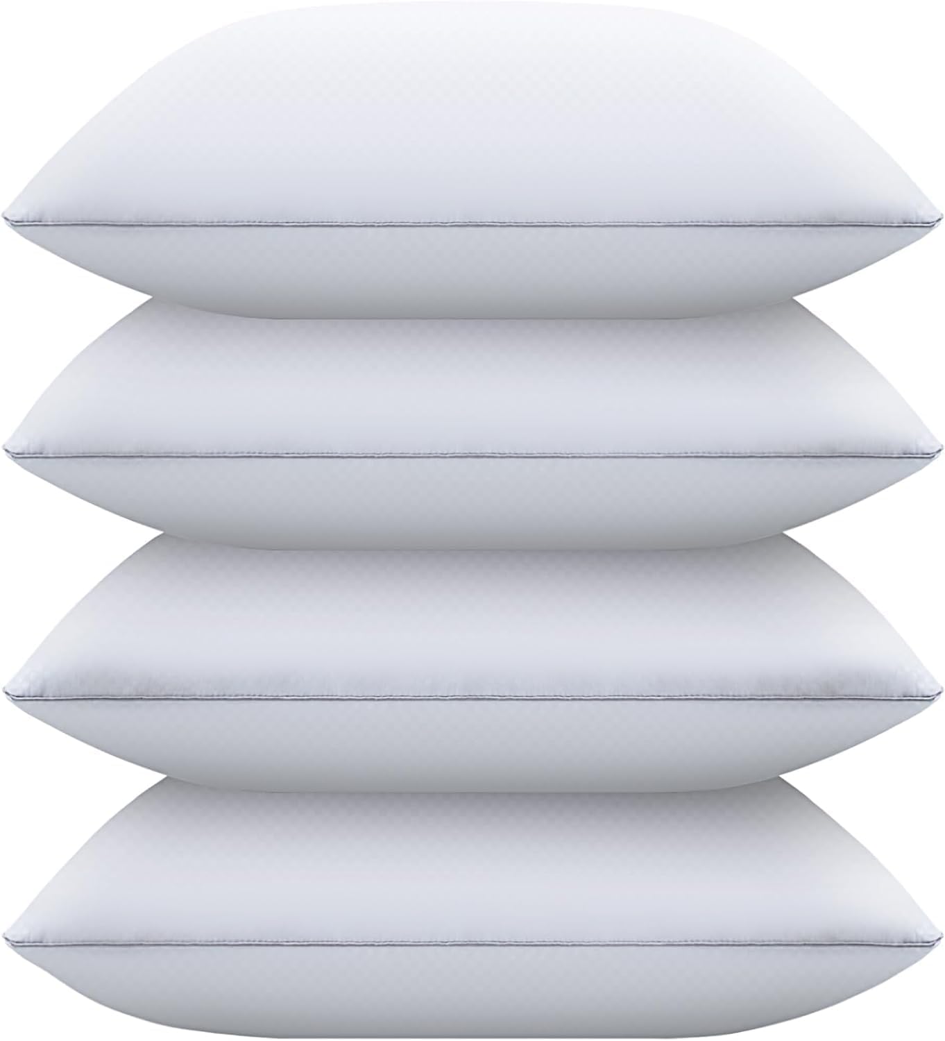 Piwaal Bed Pillows for Sleeping Queen Size Set of 4, Down Alternative Filling, Fluff by Patting Pillows for Back, Stomach or Side Sleepers