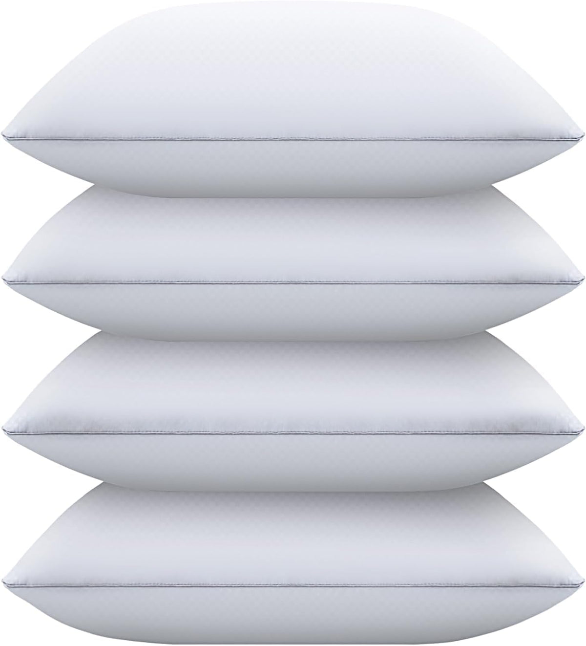 Piwaal Bed Pillows for Sleeping King Size Set of 4, Down Alternative Filling, Fluff by Patting Pillows for Back, Stomach or Side Sleepers
