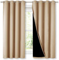 Nicetown Bedroom Full Blackout Curtain Panels, Super Thick Insulated Window Covers, Complete Blackout Draperies with Black Liner for Short…