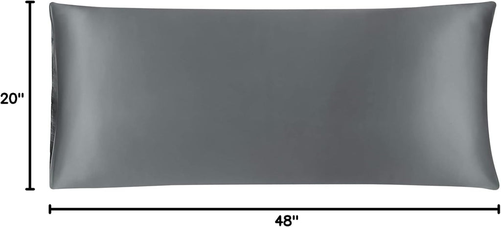 uxcell Body Pillow Cover 20x48 Inch Grey Silky Satin Body Pillowcases for Hair and Skin Luxury Cooling Soft Smooth Washable
