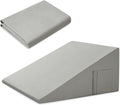 Cotton Wedge Pillow Cover for 24" x 24" x 12" Wedge Bed Pillow, Zippered Wedge Pillow Case Protector with Side Pocket, Light Grey (Pillow…