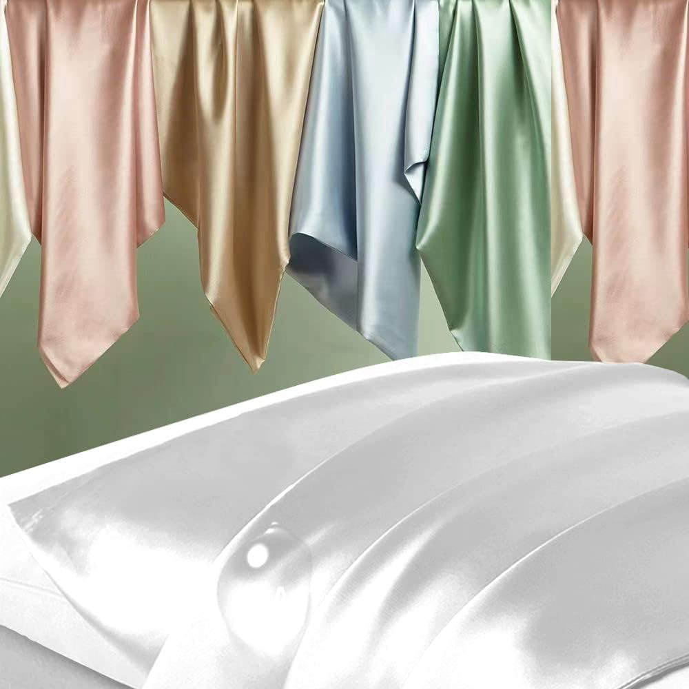 Home Silk Pillowcase 2 Pack, Mulberry Silk Pillow Cases Queen Size Set of 2, Anti Acne Silk Pillowcase for Hair and Skin, Natural Silk Sati…
