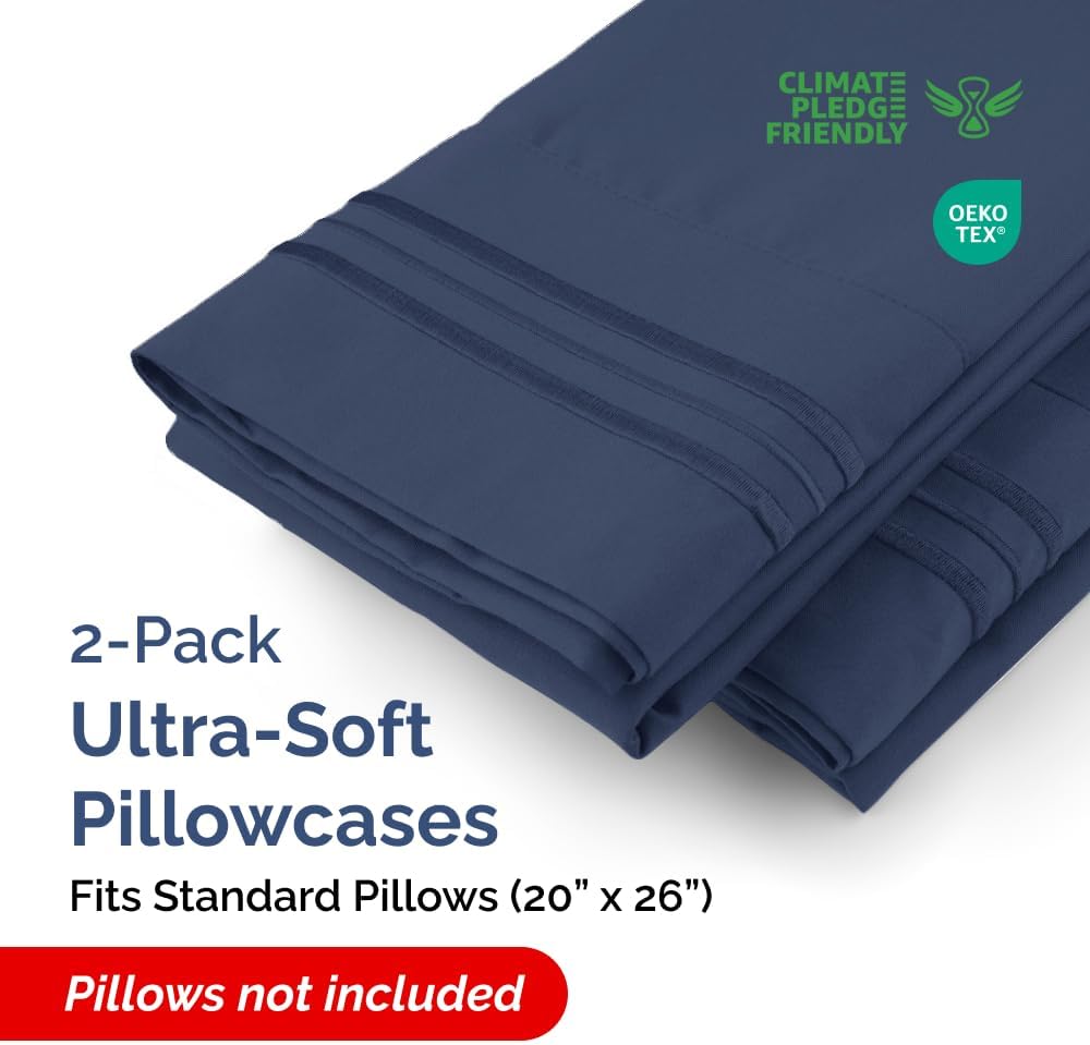 Standard Pillow Cases Set of 2 - Ultra-Soft Hotel Quality Pillowcase Covers - Comfy & Wrinkle Free - Stain & Fade Resistant - Machine…