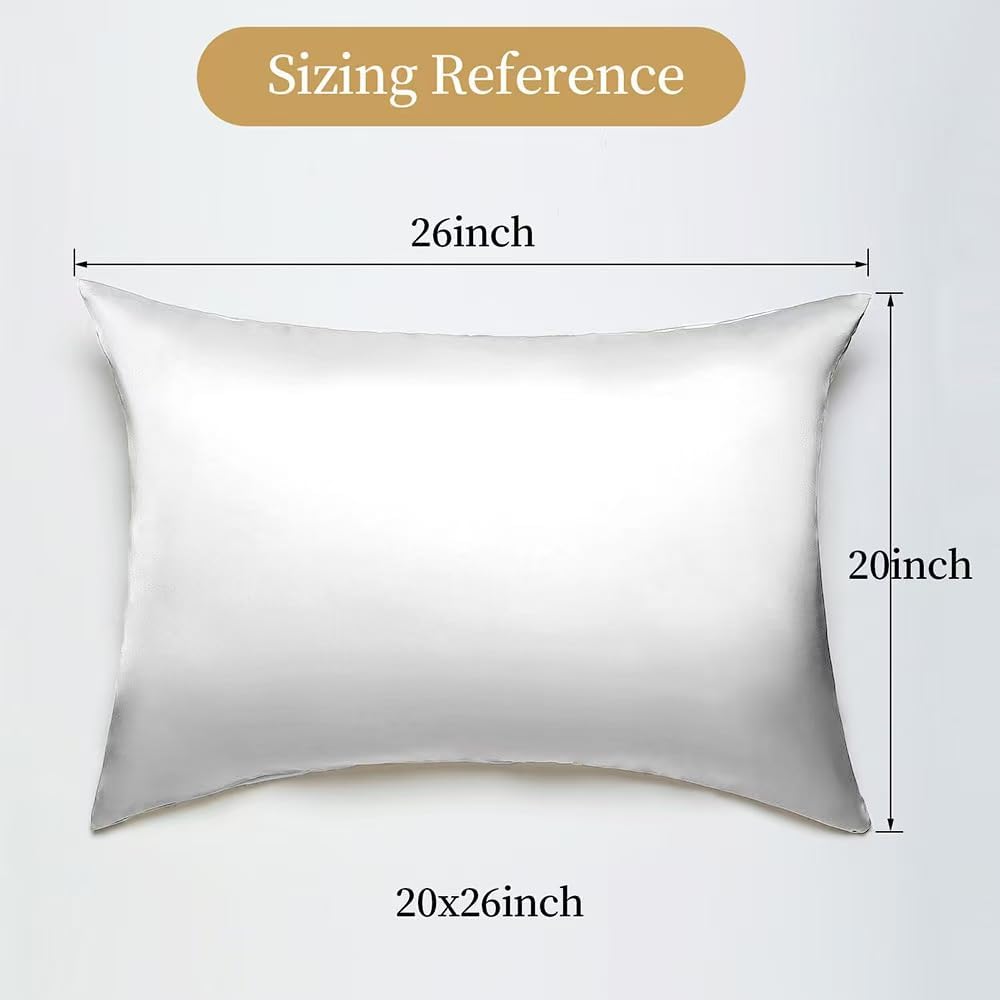 2 Pack Mulberry Silk Pillowcase for Hair and Skin Standard Size, Silk Pillowcase 20"X 26" with Hidden Soft Breathable Smooth Cooling…