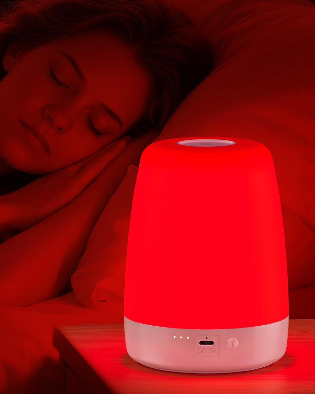 Generic Red Light Night Light for Bedroom - 670nm Sleep-Enhancing Lamp, 2 Color Mode, 3 Brightness Level, Touch Control, 2H Timer, M…