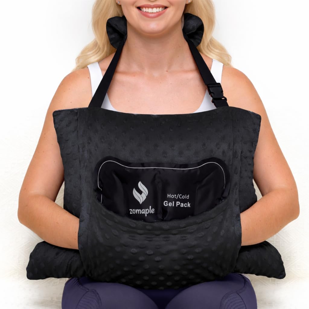 Zomaple Hysterectomy Pillow with Strap & Gel Packs – Extra Wide Post Surgery Abdominal Support, Seatbelt Protection – Hysterectomy Recovery…